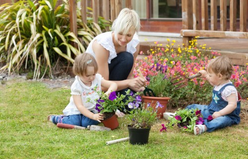 Garden makeover with planting and paving in Swiss Cottage